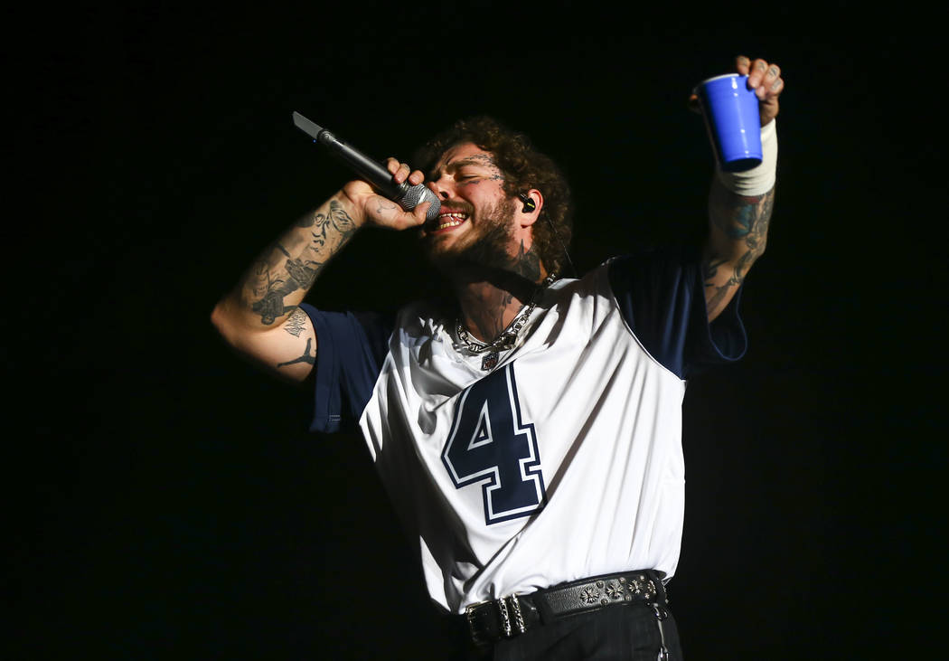 Post Malone performs at the downtown stage during day 3 of the Life is Beautiful festival in do ...