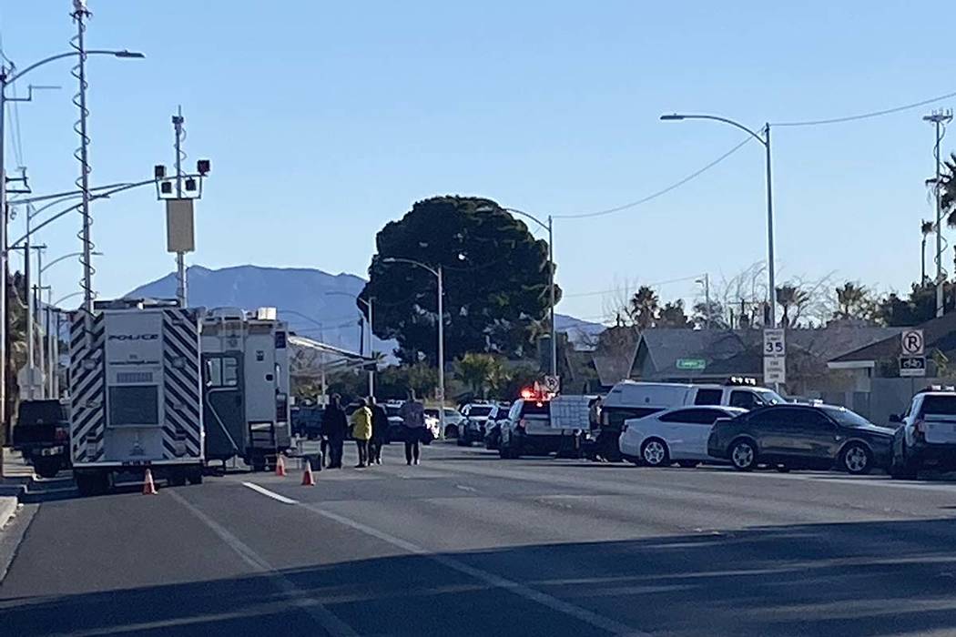 Las Vegas police are at the scene of a barricade situation near Washington Avenue and Valley Vi ...