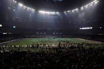 FILE - In this Feb. 3, 2013, file photo, the Superdome is seen after the lights went out during ...