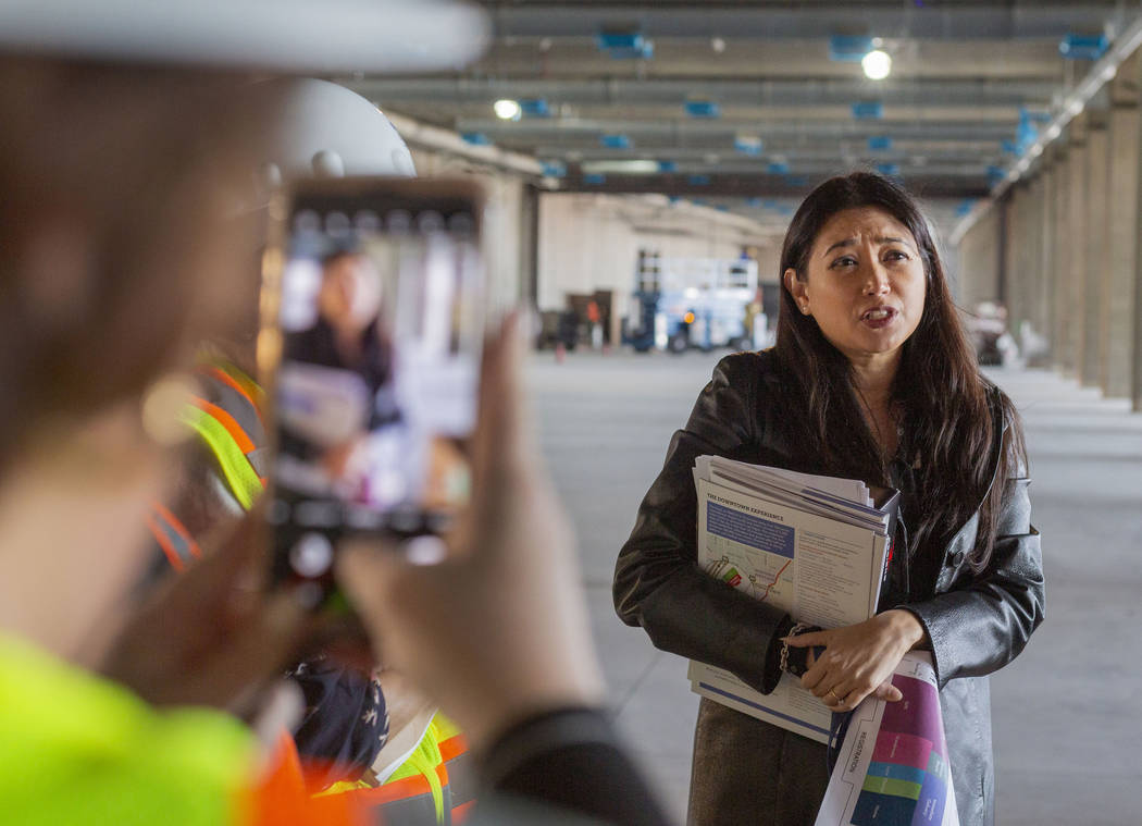 Jennifer Muna, general manager for tradeshows at International Market Centers, gives a tour of ...