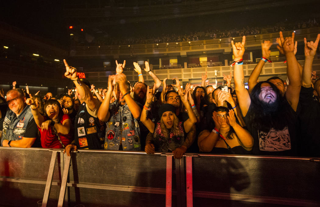 Fans cheer as Monolord performs at The Joint during Psycho Las Vegas at the Hard Rock Hotel in ...