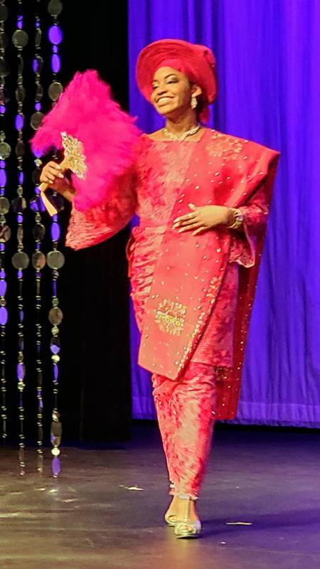 Miss Nigeria Kamryn James smiles during the traditional dress portion of the Miss Africa Nevada ...