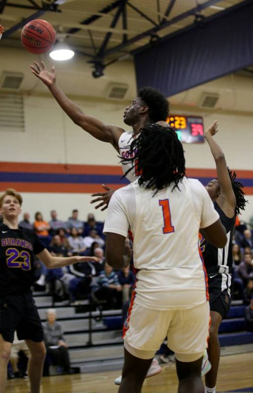 Bishop Gorman guard Jonathan Braggs (4) shoots against Durango in the second quarter of their b ...