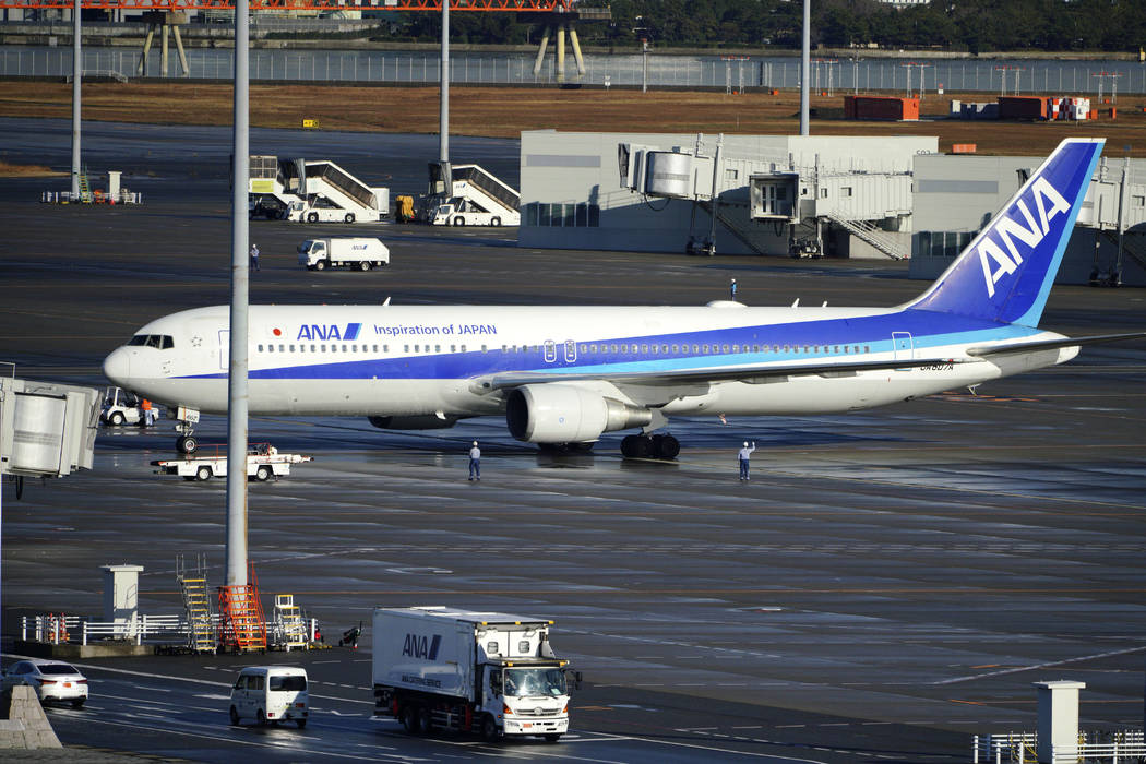 A Japanese chartered plane carrying evacuees from Wuhan, China, landed at Haneda international ...
