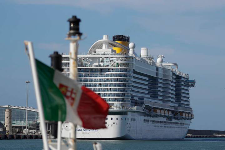 The Costa Smeralda cruise ship is docked in the Civitavecchia port near Rome, Thursday, Jan. 30 ...