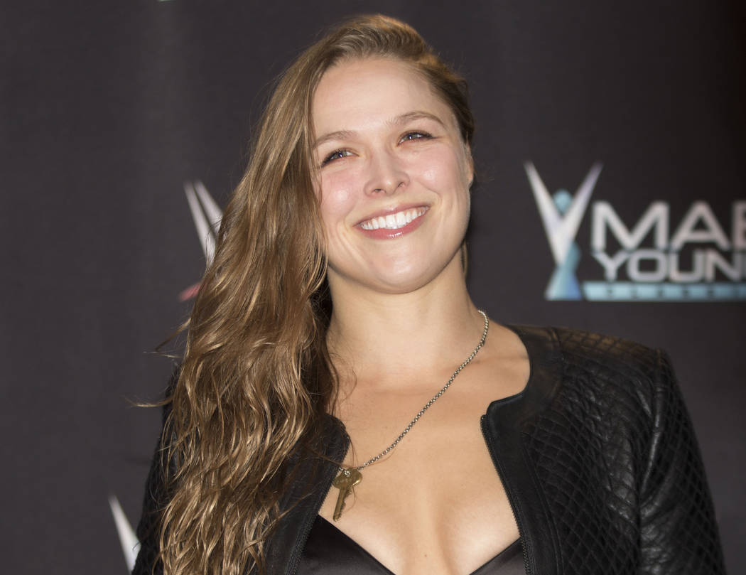 Former UFC women's bantamweight champion Ronda Rousey on the red carpet at the WWE Mae Young Cl ...