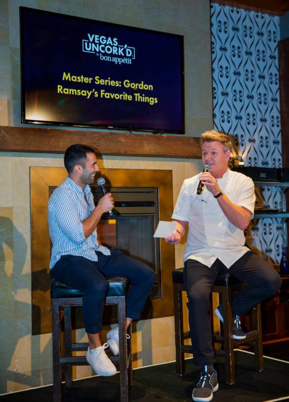 Bon Appetit editor Andy Baraghani reacts to another response from Gordon Ramsay during a Vegas ...