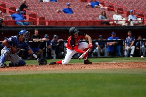 Grant Robbins, shown batting in 2018, had a three-run triple and an RBI single for UNLV in its ...