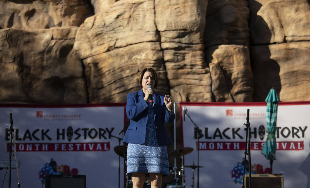 Sen. Amy Klobuchar makes a stop at the Black History Month Festival at Springs Preserve while s ...