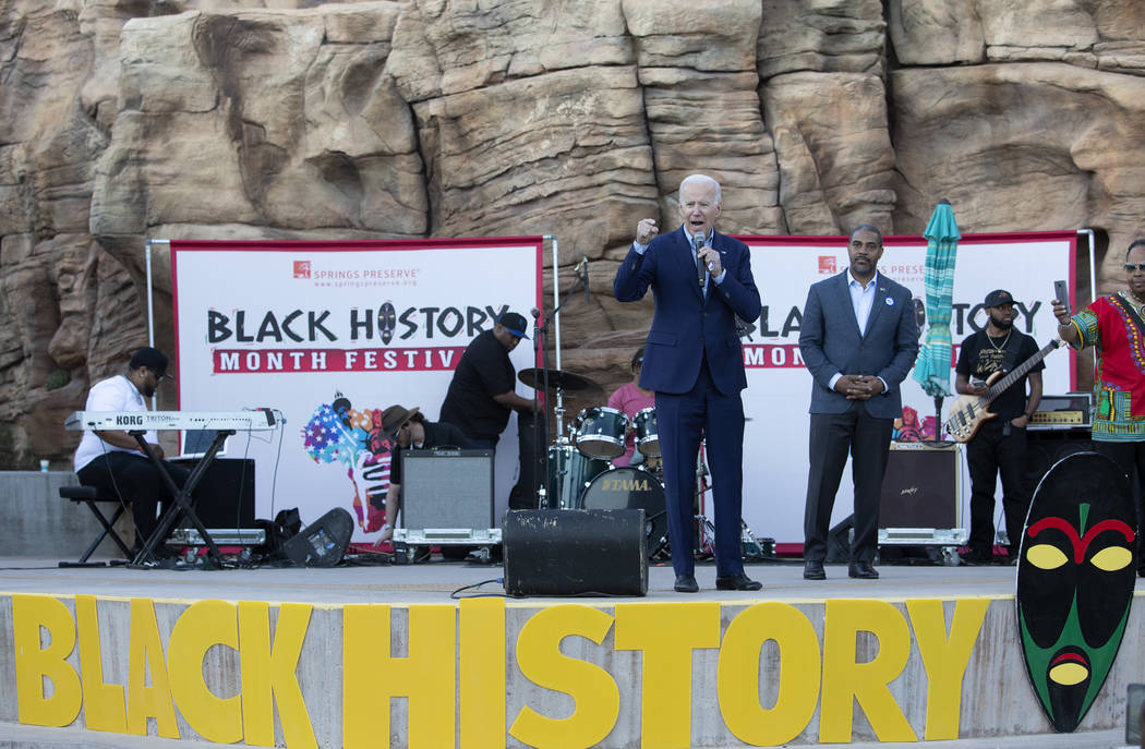 Former Vice President and presidential candidate Joe Biden makes a campaign stop at the Black H ...