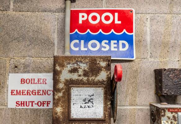 Rusty, outdated equipment in the pump room at Boulder City Pool Thursday, Jan. 16, 2020, in Bou ...