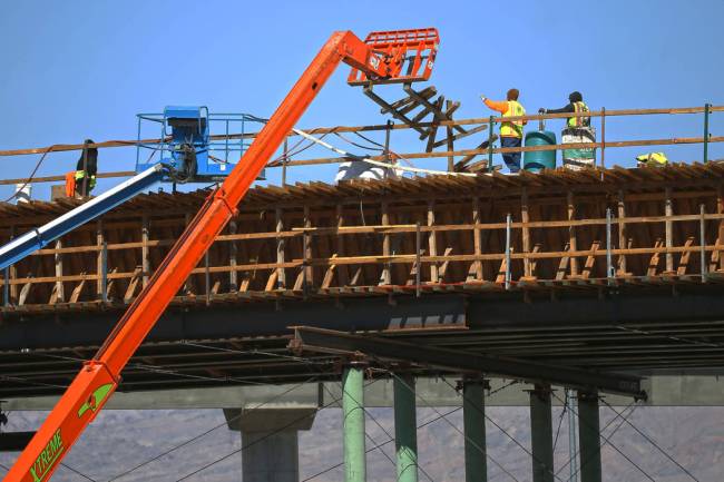 Construction continues on the Centennial Bowl interchange on Tuesday, Feb. 25, 2020, in Las Veg ...