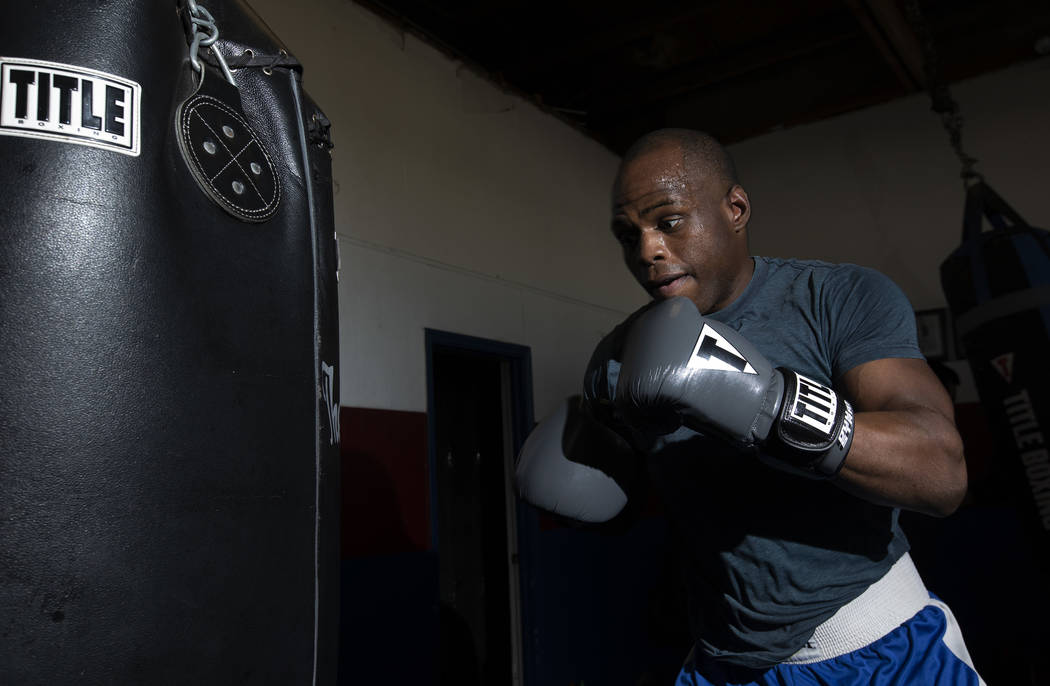 Boxer Rubens Nicolas punches the heavyweight bags during practice on Friday, Jan. 24, 2020, at ...