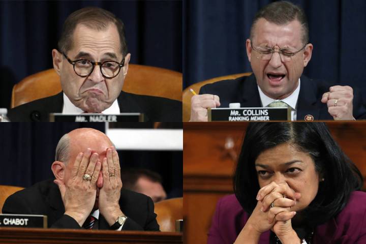 House Judiciary Committee Chairman Rep. Jerrold Nadler, D-N.Y., top left, House Judiciary Commi ...