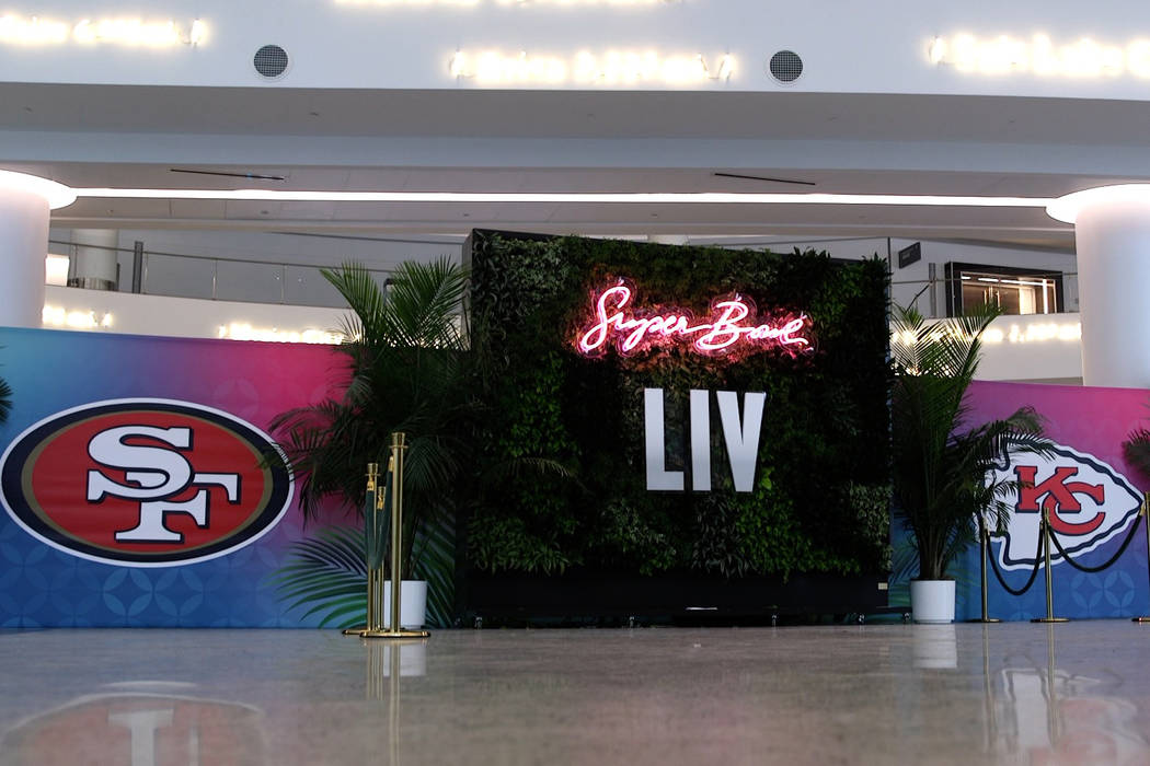 Signage at the entrance for the NFL Experience at the Miami Beach Convention Center in Miami, F ...