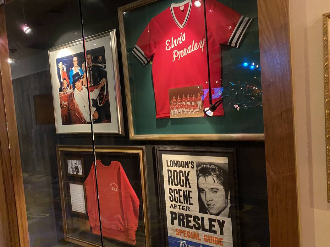 An Elvis Presley display case is shown at Hard Rock Hotel on Friday, Jan. 31, 2020. (John Katsi ...