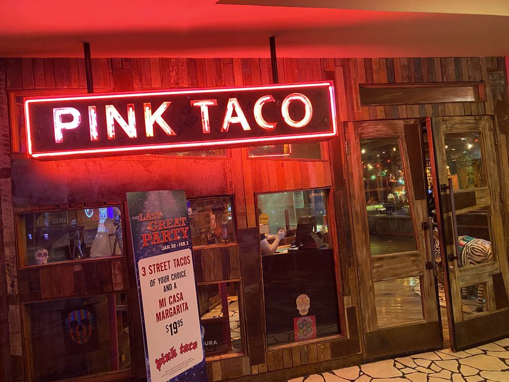 The entrance of Pink Taco is shown at Hard Rock Hotel on Friday, Jan. 31, 2020. (John Katsilome ...