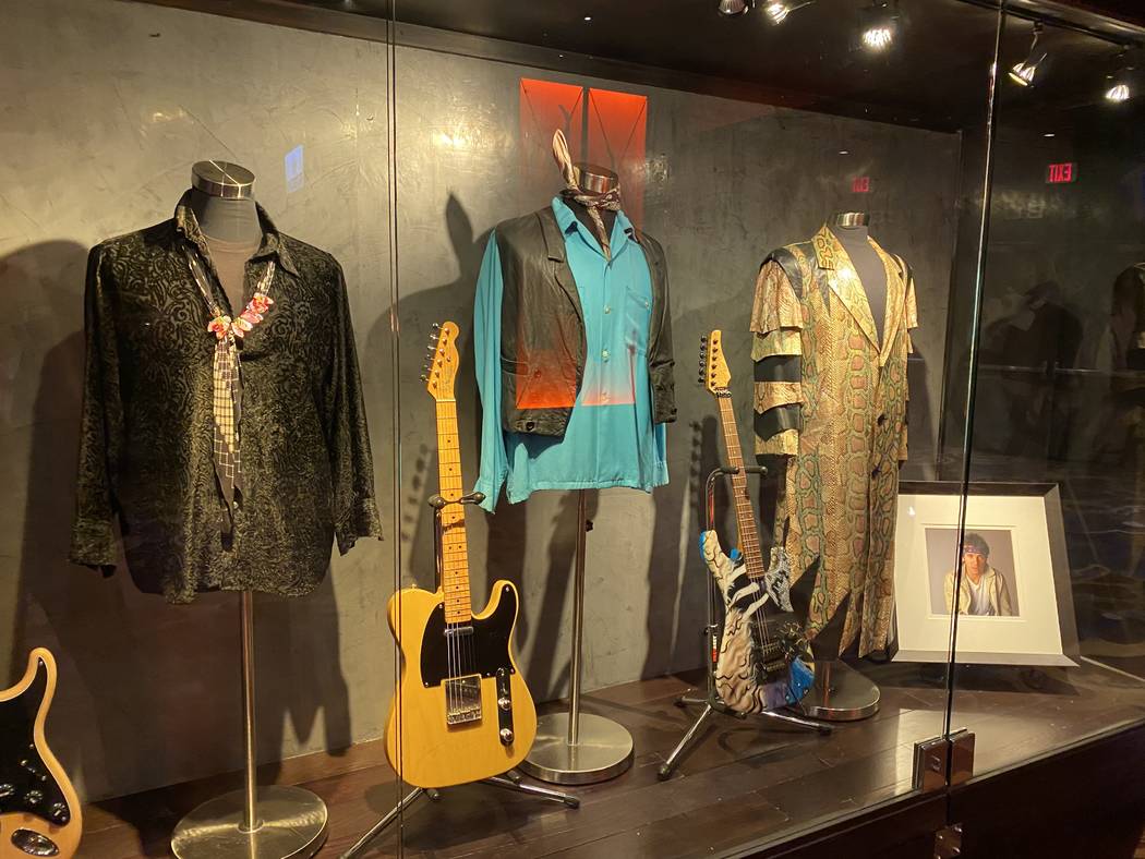 A shot of the Bruce Springsteen display case Hard Rock Hotel on Friday, Jan. 31, 2020. (John Ka ...