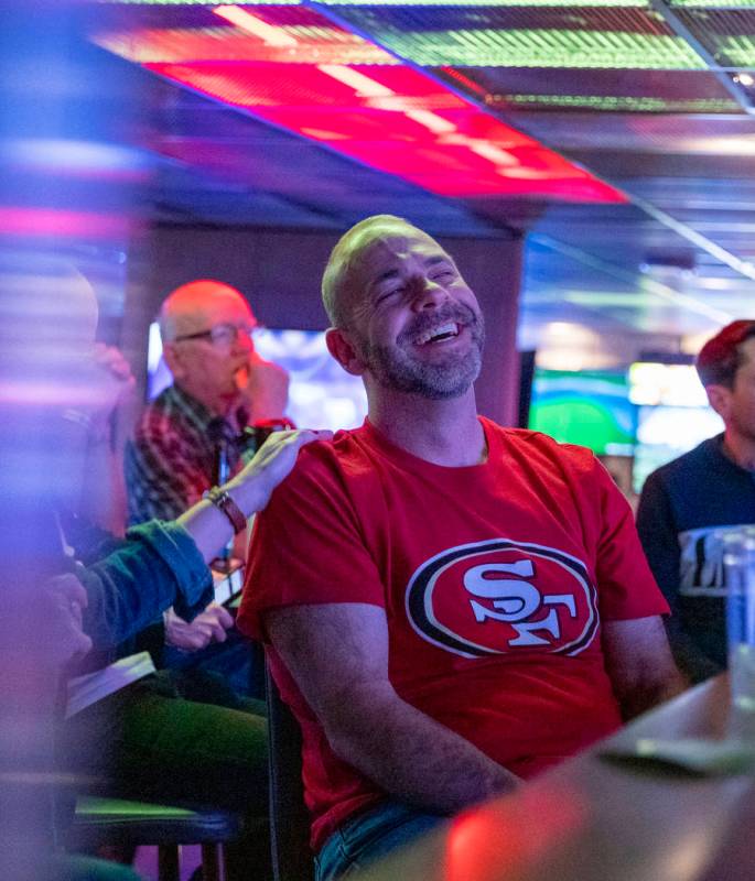 James Thornton of Columbus, Ohio, watches the Super Bowl while at a watch party at the HyperX E ...