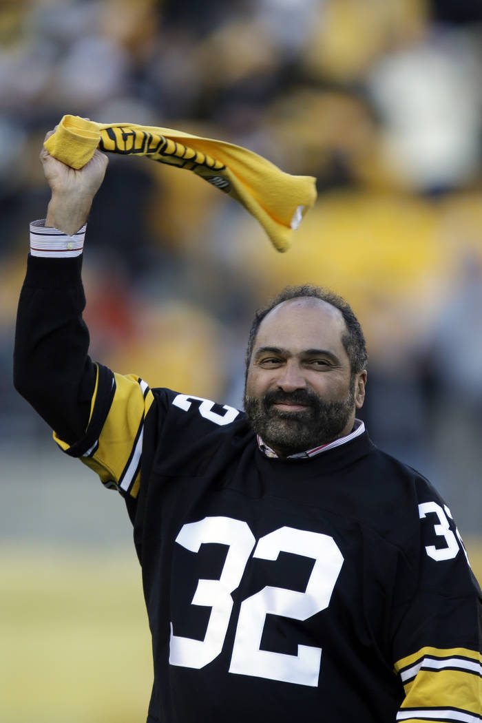 Pittsburgh Steelers Hall of Fame running back Franco Harris twirls a Terrible Towel during a ce ...