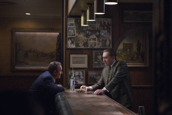 This image released by Netflix shows Joe Pesci, left, and Robert De Niro in a scene from "The I ...