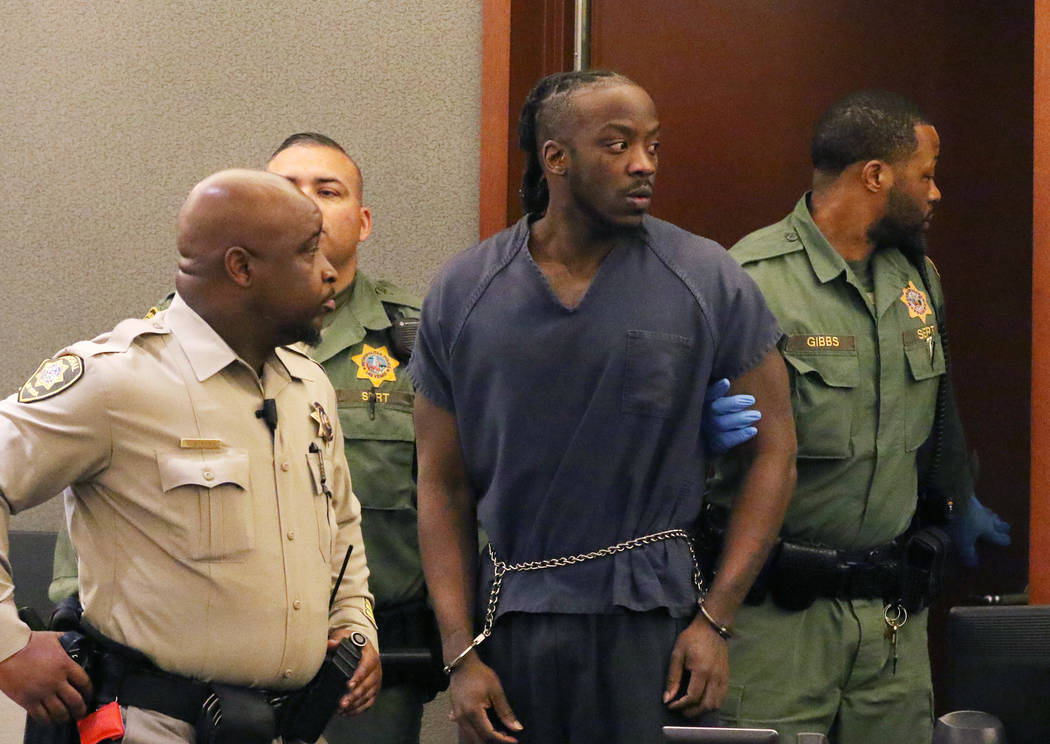 Durwin Allen, charged in the killings of Myron Manghum, 33, and Alyssa Velasco, 27, led into th ...