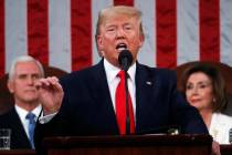President Donald Trump delivers his State of the Union address to a joint session of Congress i ...