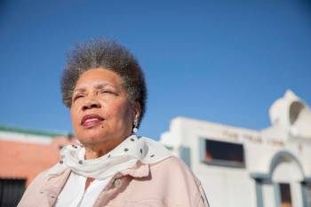 Jackie Brantley, who grew up blocks away from Jackson Ave. in West Las Vegas, stands in front o ...