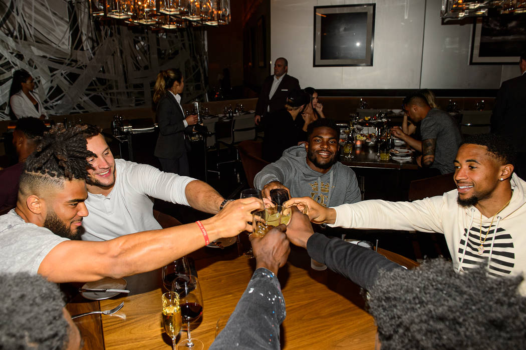 49ers Fred Warner, Jacob Thieneman, Jimmie Ward, K'Waun Williams dine at Cut by Wolfgang Puck a ...