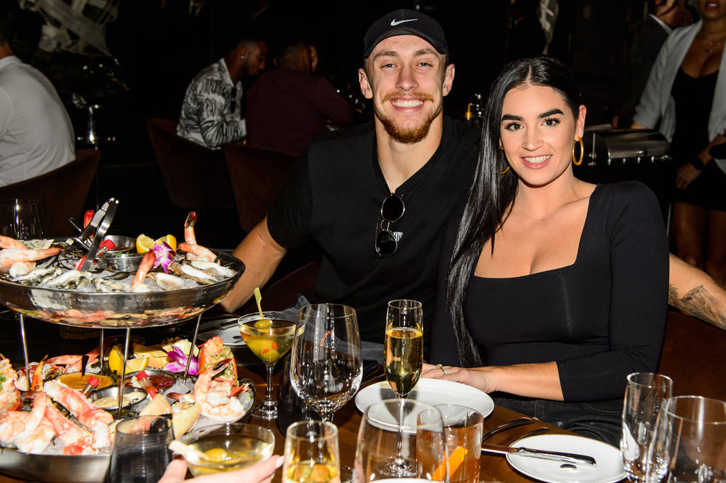 San Francisco 49er George Kittle and his wife, and Claire, dine at Cut by Wolfgang Puck at The ...