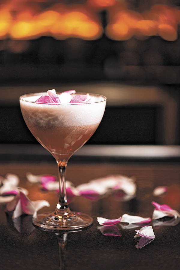 The Strawberry Blanc at Bardot Brasserie is garnished with rose petals. (Bardot Brasserie)