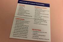 Lyft drivers who attended the trainings were given stacks of these cards, which list the indica ...