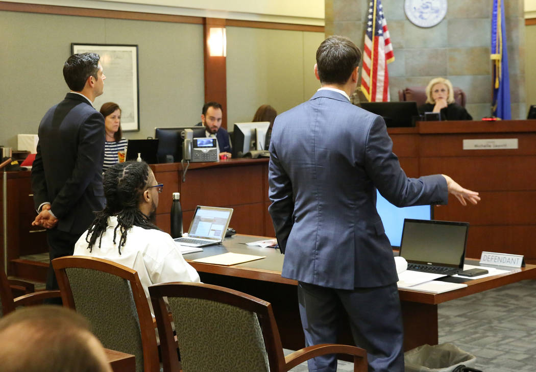 Josh Tomsheck, right, attorney for Ray Charles Brown, seated, argues before Judge MIchelle Leav ...
