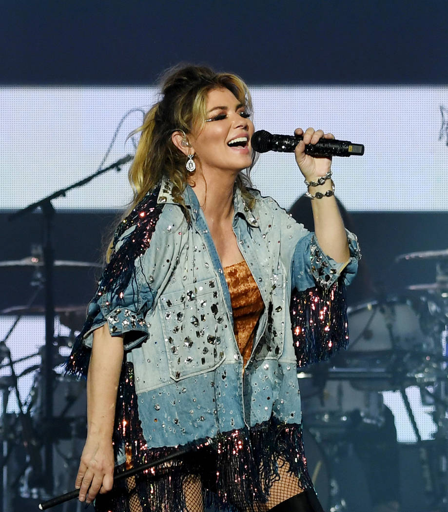 Shania Twain performs on opening night of her "Let's Go" residency at Zappos Theater at Planet ...