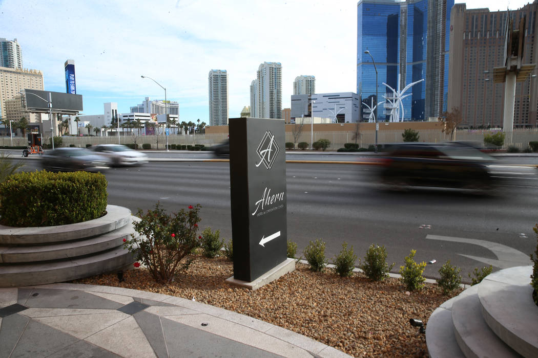 Signage for Ahern Hotel and Convention Center, formerly the Lucky Dragon, in Las Vegas, Wednesd ...