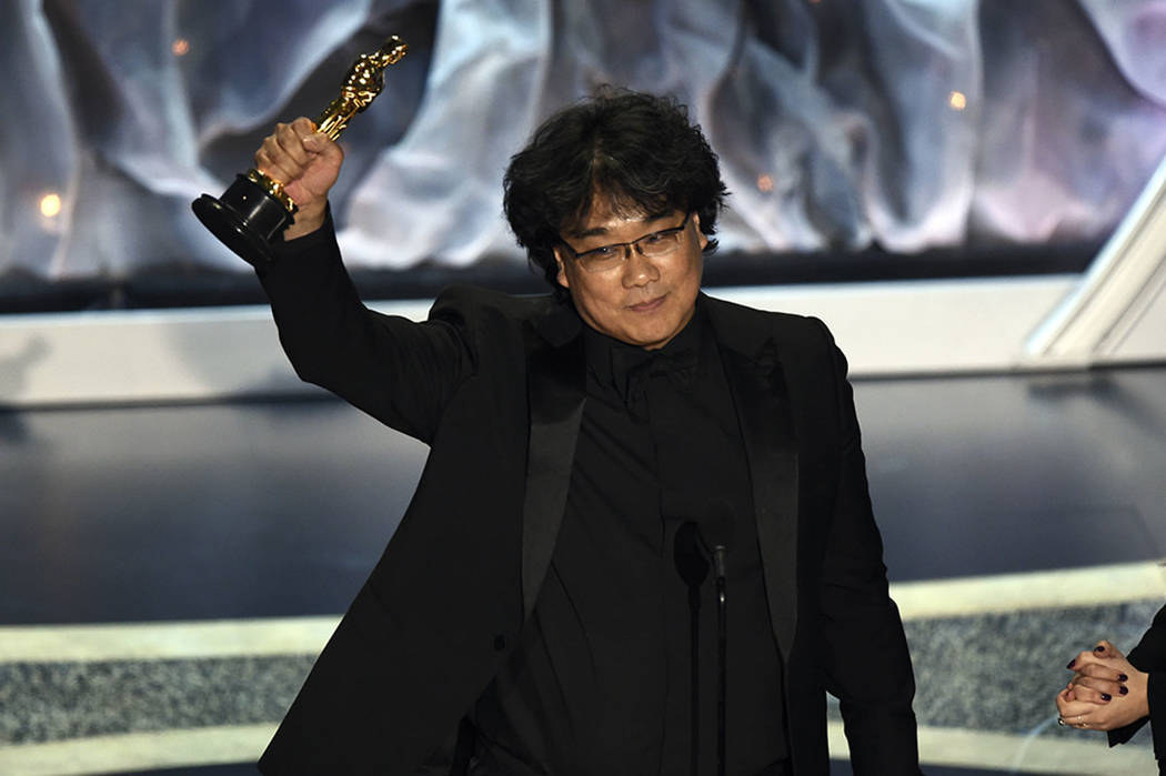Bong Joon Ho accepts the award for best international feature film for "Parasite," fr ...