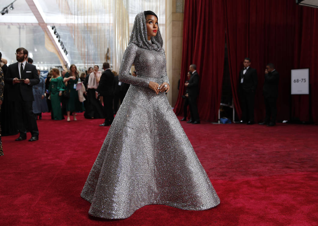 Janelle Monae arrives at the Oscars on Sunday, Feb. 9, 2020, at the Dolby Theatre in Los Angele ...