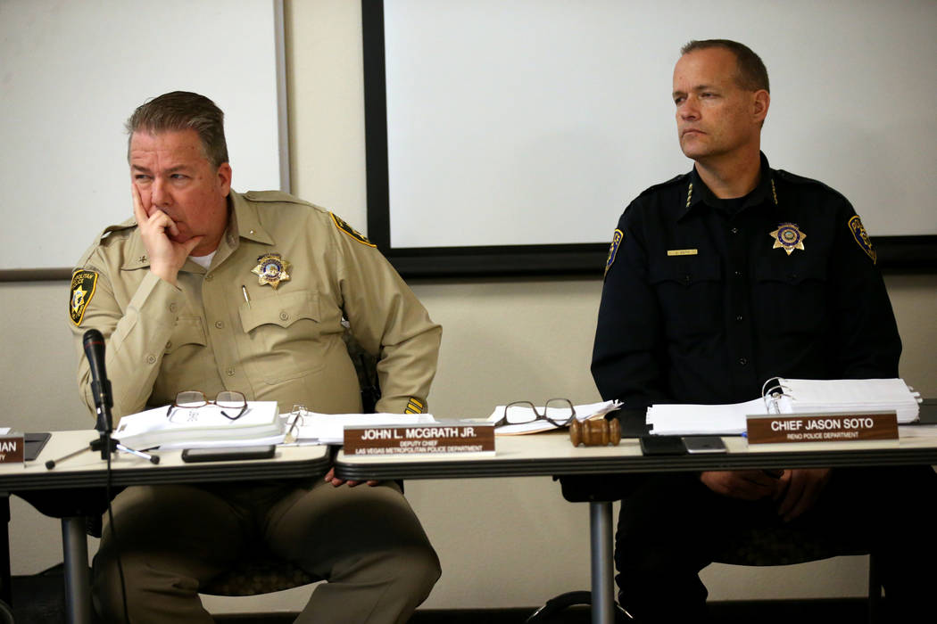 Members of the State of Nevada Commission on Peace Officer Standards and Training, including La ...