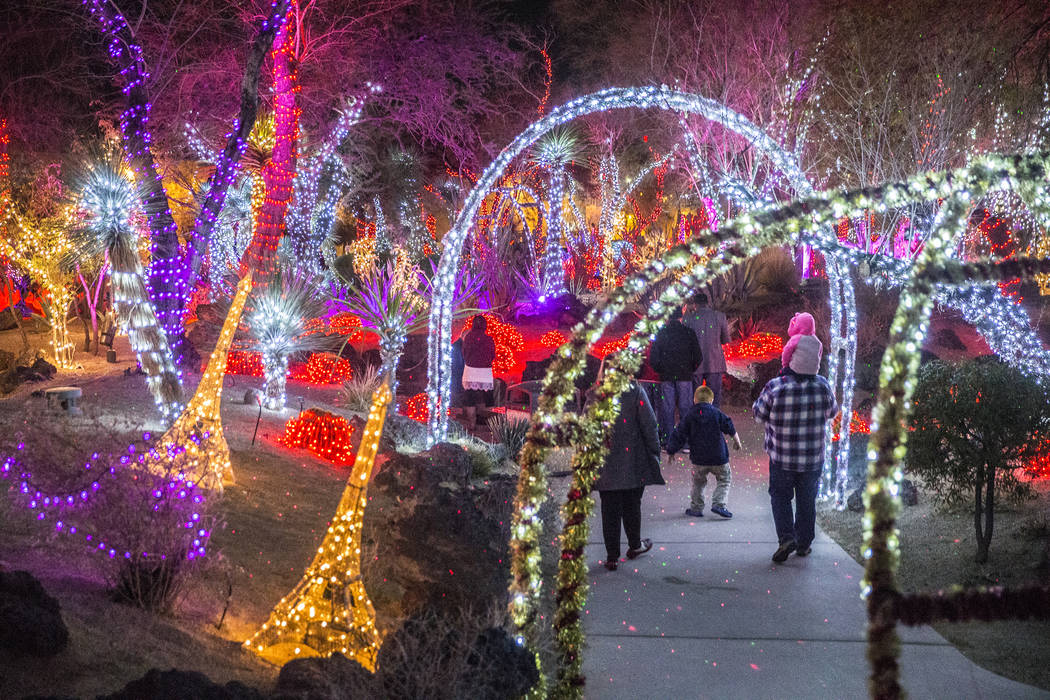 Attendees of the third annual Lights of Love take in the Valentine's Day-themed decorations at ...