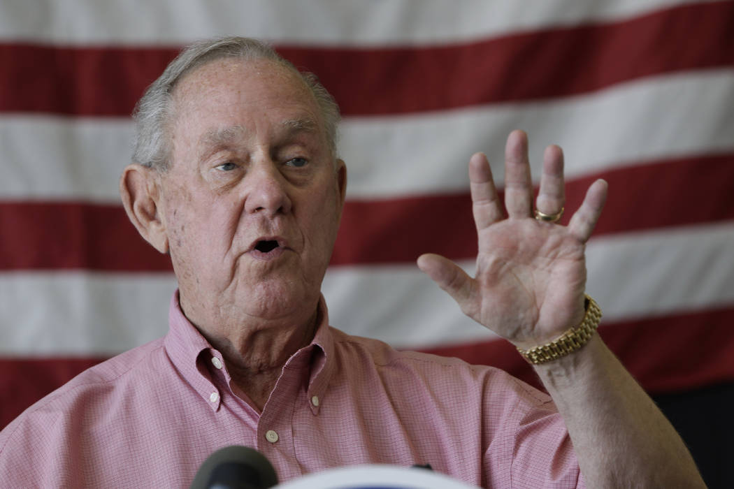 In this Sept. 17, 2011 file photo Reno Mayor Bob Cashell speaks at a news conference in Reno, N ...