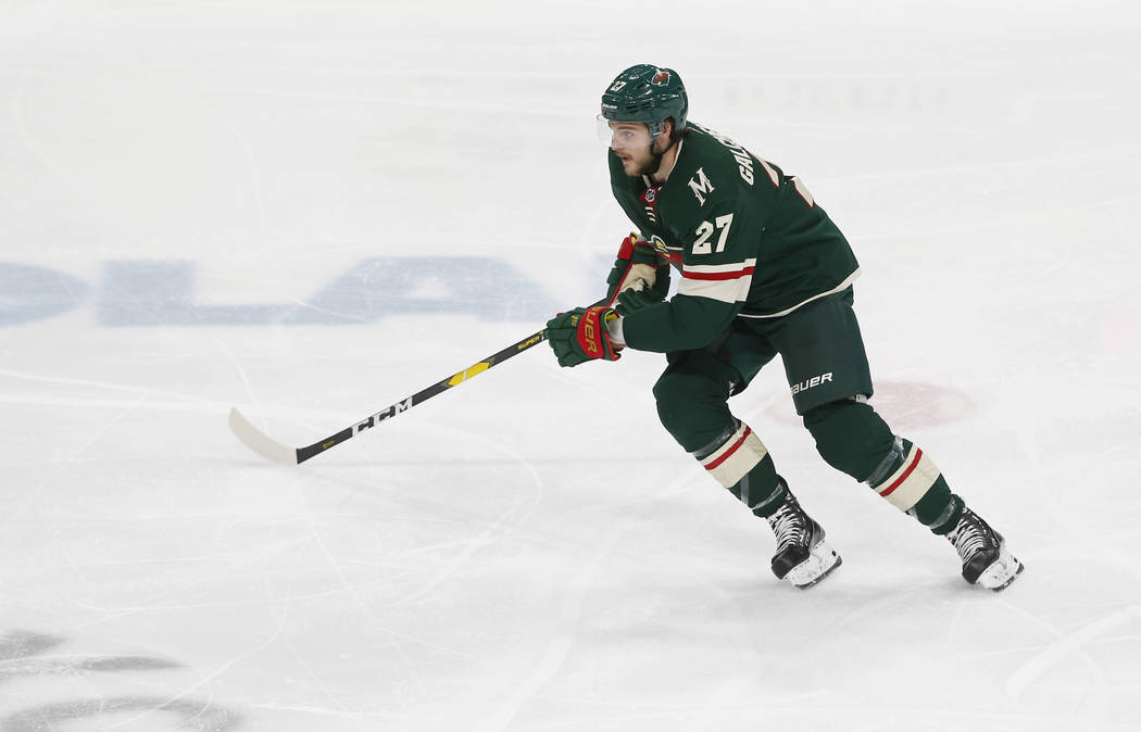 Minnesota Wild's Alex Galchenyuk makes his Wild debut against the Vegas Golden Knights in an NH ...