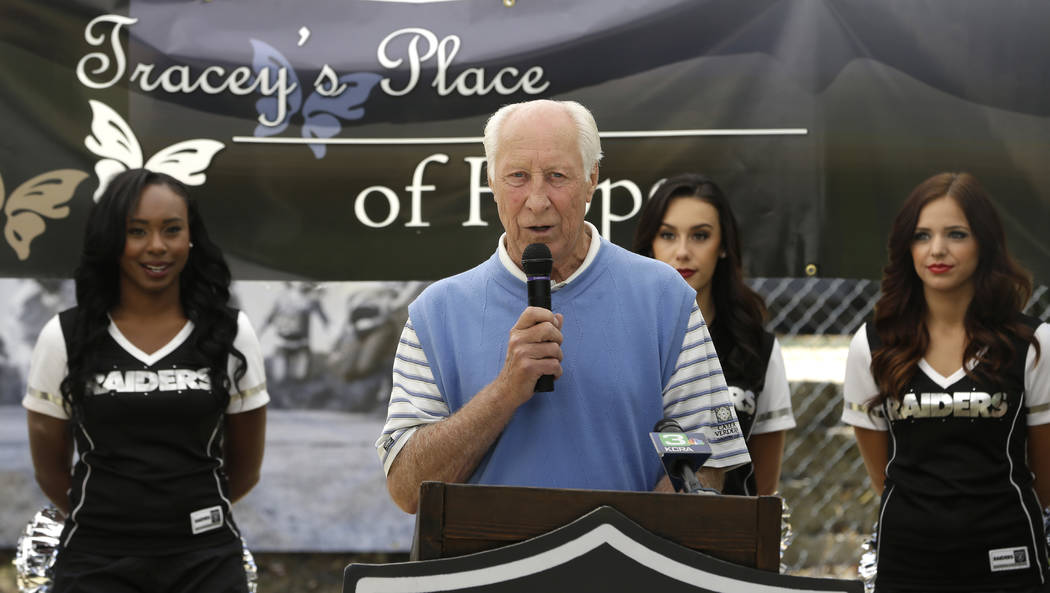 NFL Hall of Famer Fred Biletnikoff speaks at the groundbreaking for the expansion of Tracey's P ...
