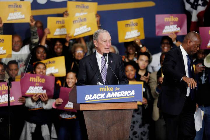 Democratic presidential candidate and former New York City Mayor Michael Bloomberg speaks durin ...