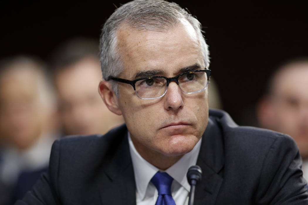 In a June 7, 2017, file photo, then FBI Acting Director Andrew McCabe listens during a Senate I ...