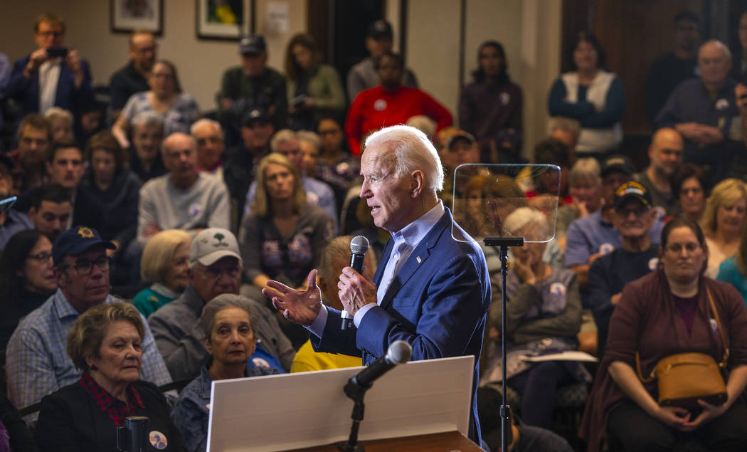 Former Vice President Joe Biden speaks to the audience during an early vote event at Sun City M ...