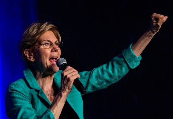 Sen. Elizabeth Warren, D-Mass., speaks on voting power during the Clark County Democrats Kick O ...