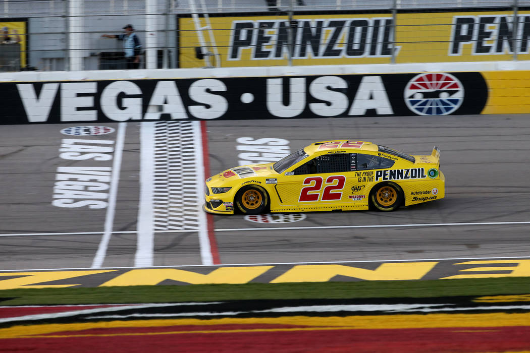 NASCAR Cup Series driver Joey Logano (22) practices for SundayÕs Pennzoil 400 at Las Vegas Mot ...