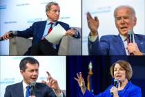 (Clockwise from up left) Democratic Presidential candidates Businessman Tom Steyer, Former Vice ...
