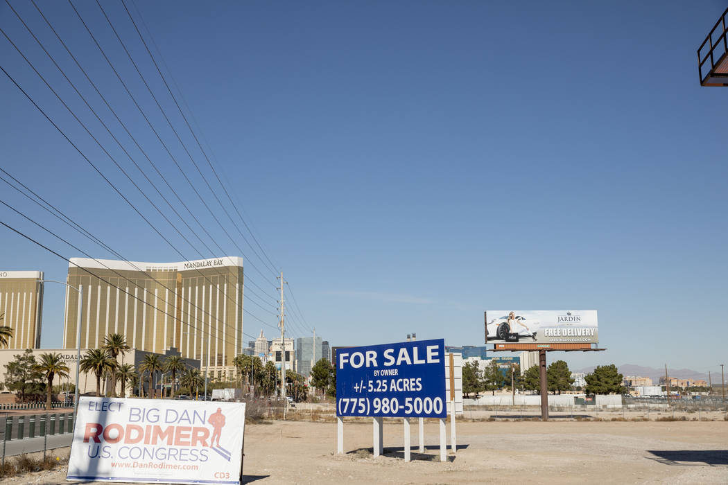 A vacant parcel of land that has plans to be developed into a hotel-casino, is seen north of th ...