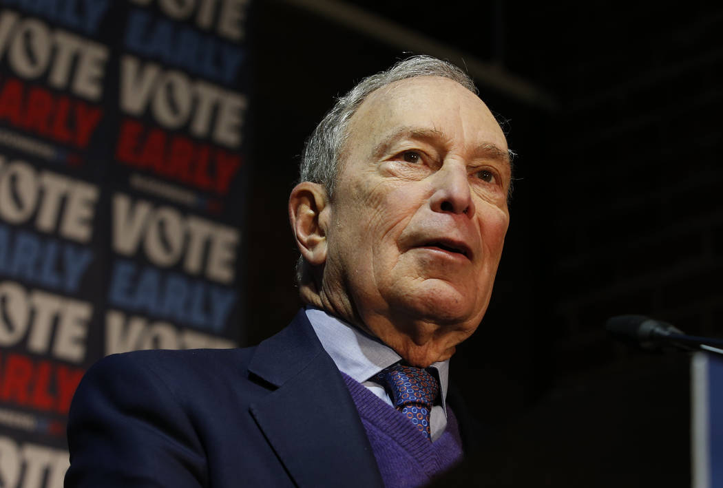 Democratic presidential candidate and former New York City Mayor Michael Bloomberg addresses su ...